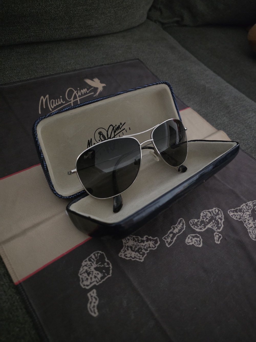 Maui Jim Men's Silver Aviator Sunglasses - Silver Frame, Gray Lenses